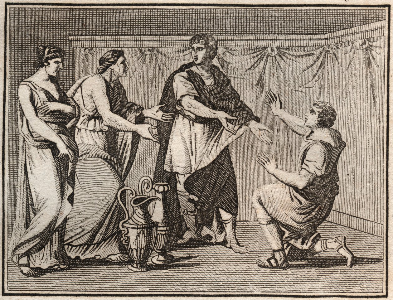 La Continencia de Escipión: el general romano Escipión el Africano (Cornelio Escipión Emiliano), que liberó a los rehenes celtíberos después de conquistar Cartagena (Cartago Nova en España) en 211 a.C., rechazará a la hermosa joven que sus soldados le ofre de Unknown artist