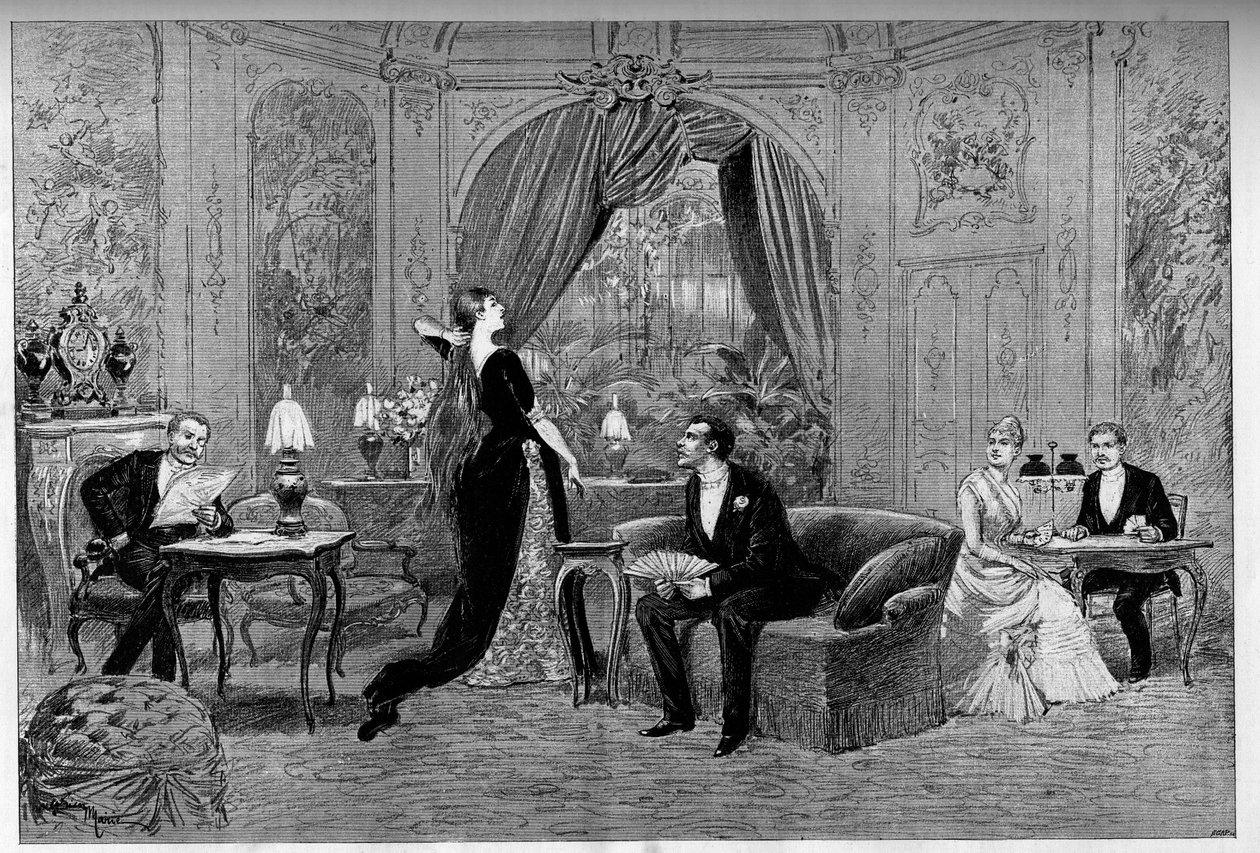 El Conde de Riverolles, Francine, Stanislas de Grandredon, Therese Smith y Henri de Simeux, personajes de la obra 