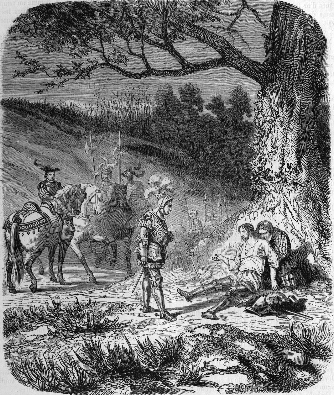 El Duque de Borbón y Bayard muriendo de Unknown artist