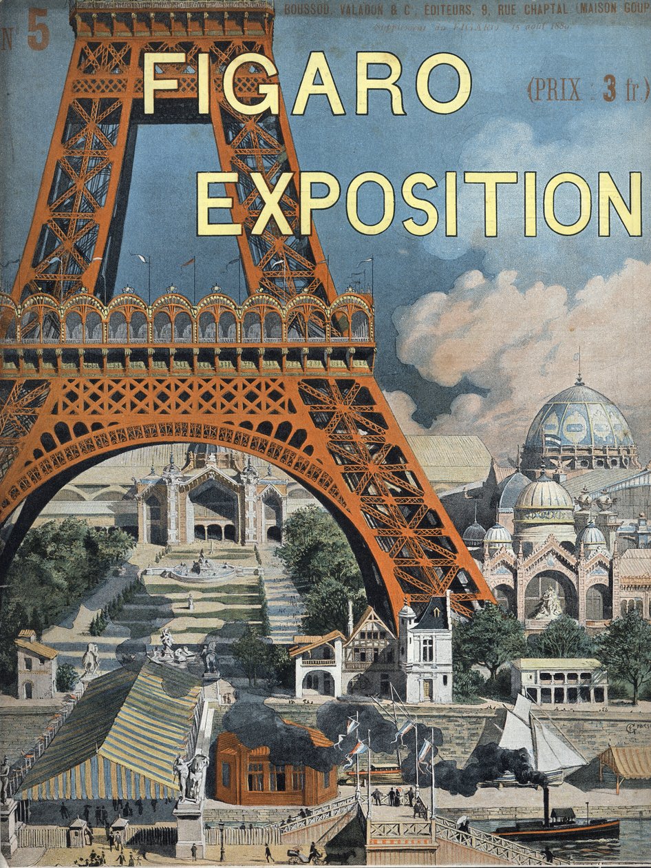 La Torre Eiffel en la Exposición Mundial de 1889 en París. Portada del suplemento de Figaro del 15 de agosto de Unknown artist