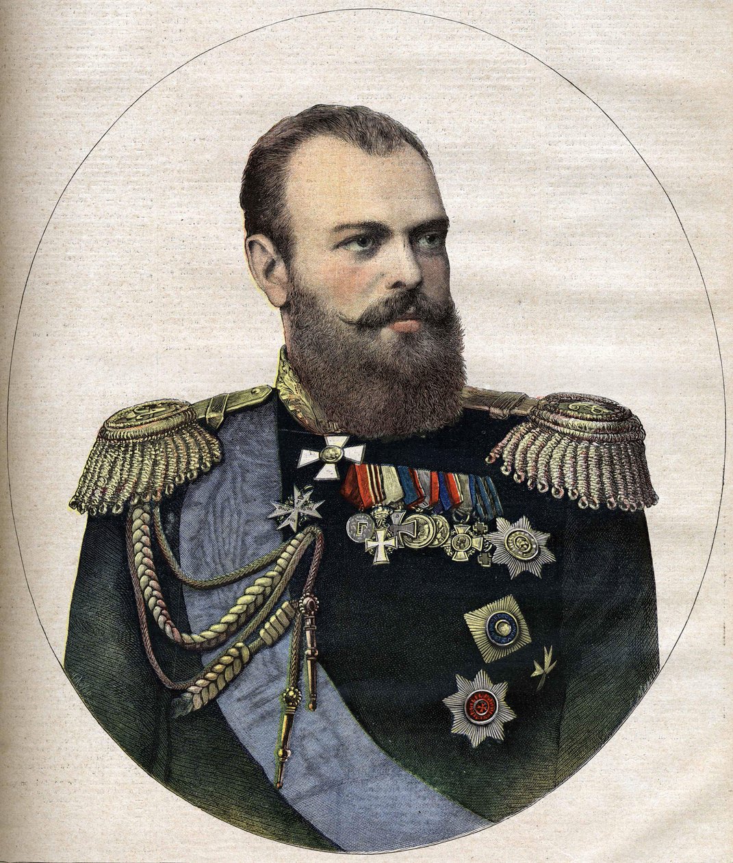 El Emperador (Zar) de Rusia Alejandro III Grabado de 1891 de Unknown artist