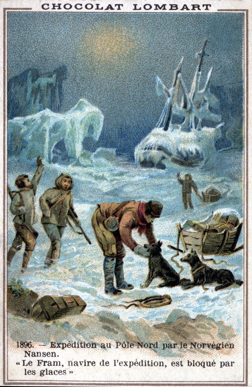 El Fram, barco del explorador noruego Fridtjof Nansen, atrapado en el hielo del Océano Ártico en 1896 de Unknown artist