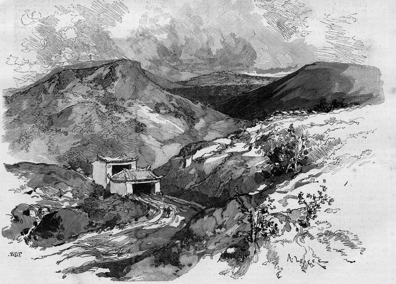 La Puerta de China en la frontera de Tonkín. Grabado en “El Mundo Ilustre” 1885. de Unknown artist