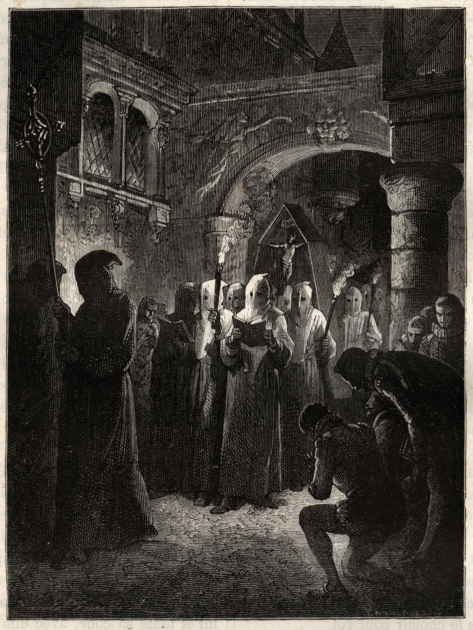El Rey de Francia Enrique III (1551-1589) en traje de penitente blanco - Procesión de la Cofradía instituida por el Rey 23/03/1585 de Unknown artist