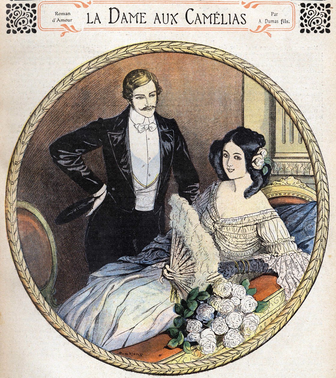 La Dama de las Camelias por Alexandre Dumas Jr., una ilustración de finales del siglo XIX después del diario de novelas. de Unknown artist