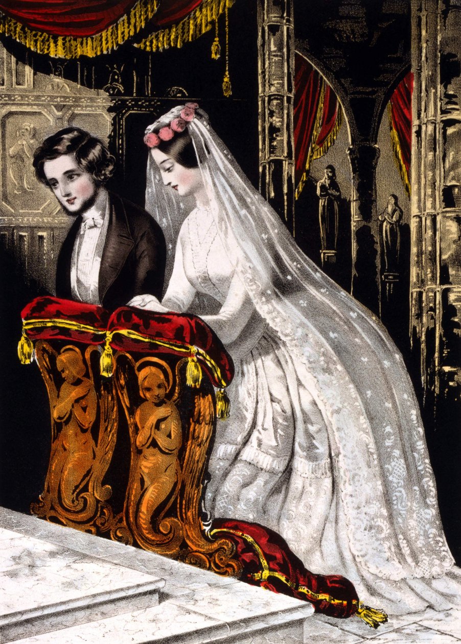 El Matrimonio (matrimonio religioso), cromolitografía 1846 de Unknown artist