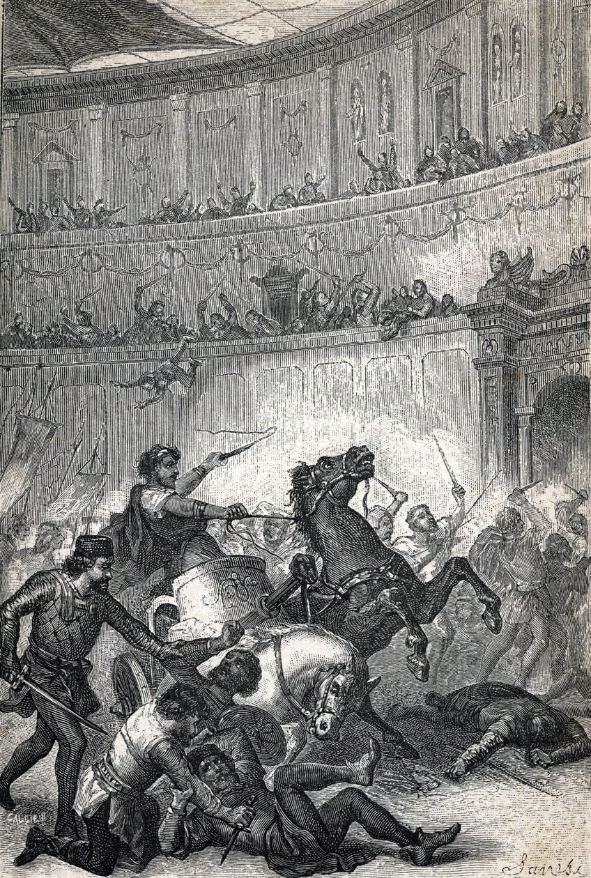La masacre de Tesalónica en 390 (grabado 1884) de Unknown artist