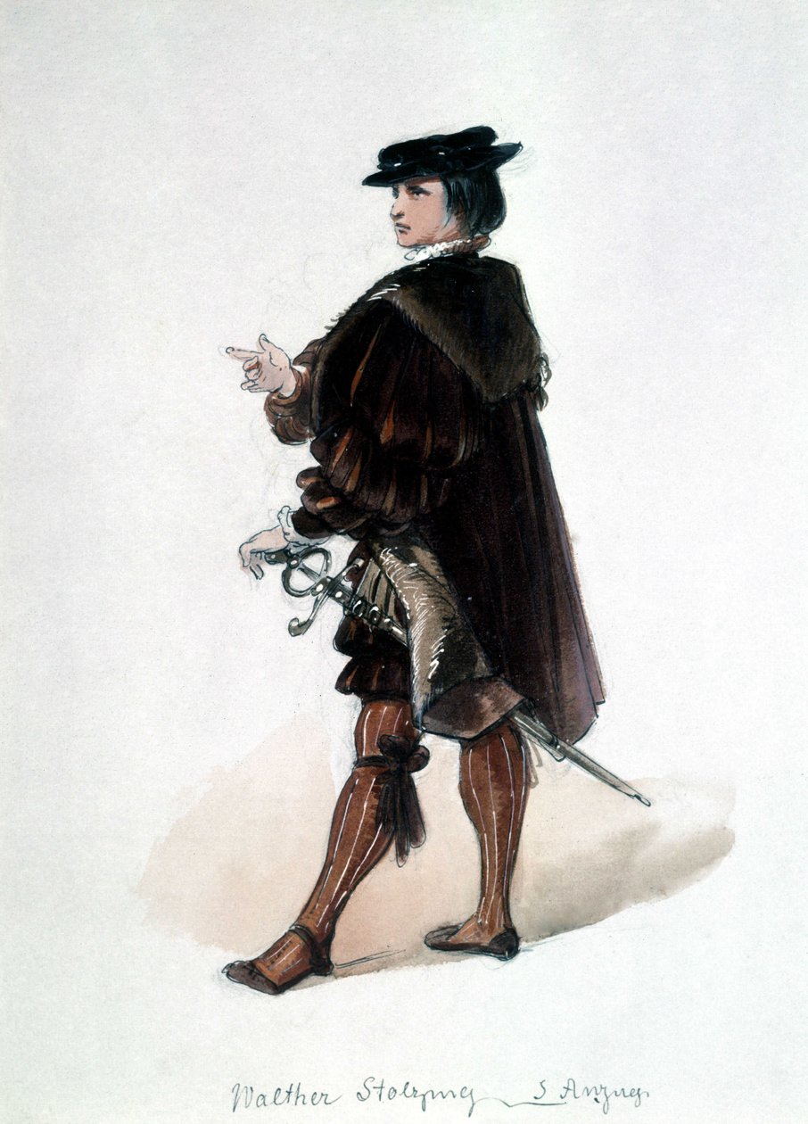 Los maestros cantores de Núremberg (Die Meistersinger von Nürnberg), ópera creada por Richard Wagner: vestuario de Walther von Stolzing para la primera representación. Museo Wagner Bayreuth de Unknown artist