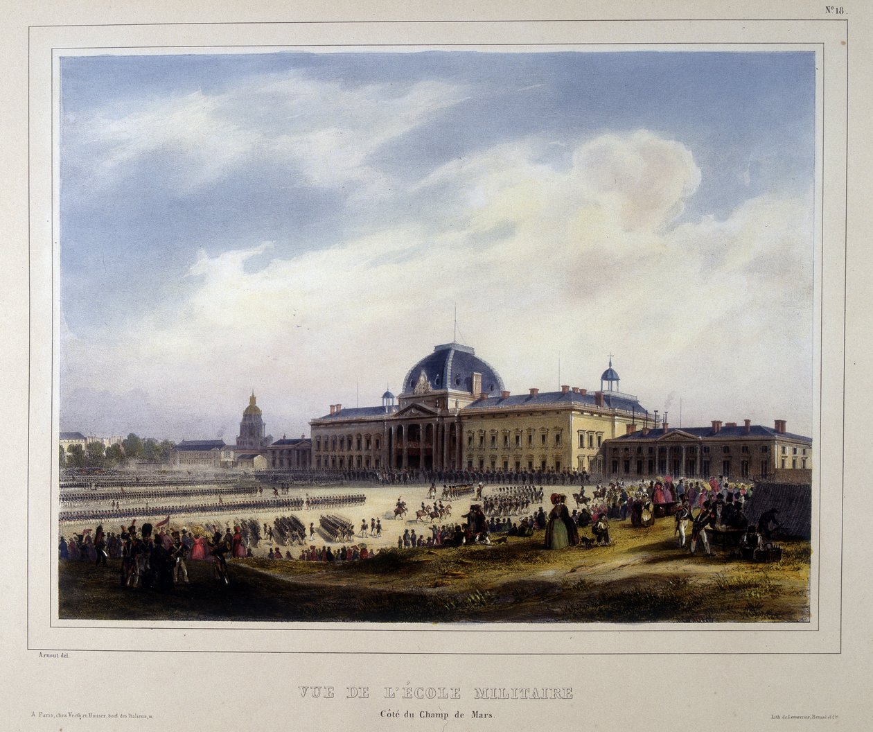 La Escuela Militar de los Inválidos, vista del Campo de Marte de Unknown artist