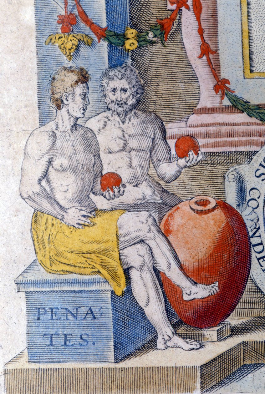 Los Penates. (dioses domésticos que protegen la ciudad o el hogar) de Unknown artist
