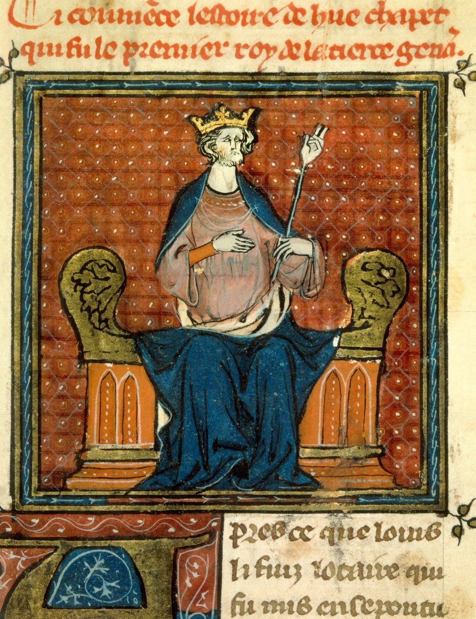 El rito de Hugo Capeto (941-996) en 988. Miniatura de un manuscrito del siglo XIII o XIV. París, B.N. de Unknown artist