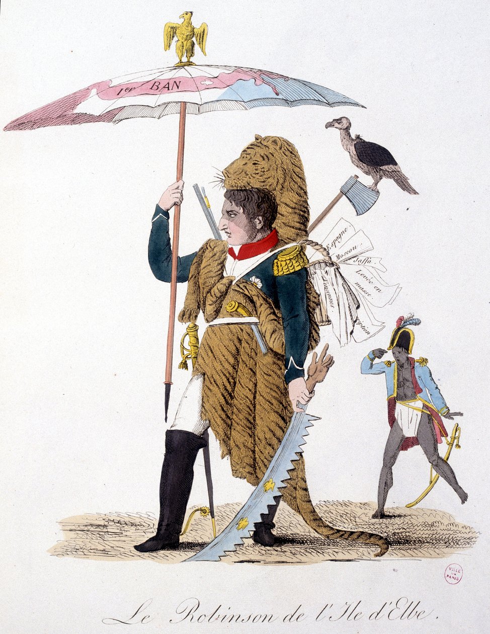 El Robinson de la Isla de Elba - en "Napoleón 1º, caricaturas, colección ficticia", c. 1814 de Unknown artist