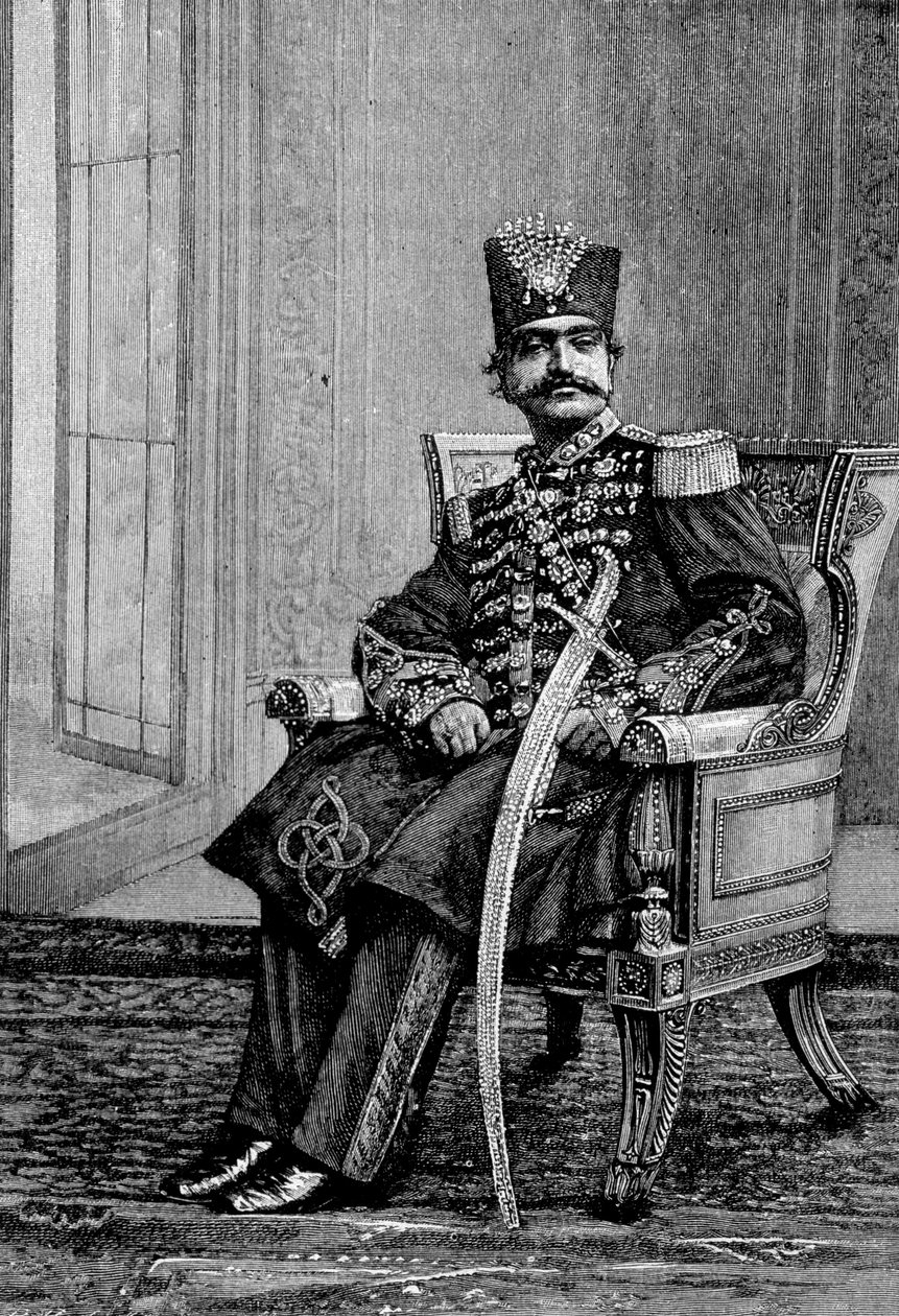 El Shah de Persia, Nassr-ed-din (Nasser-ed-din), en traje ceremonial. de Unknown artist