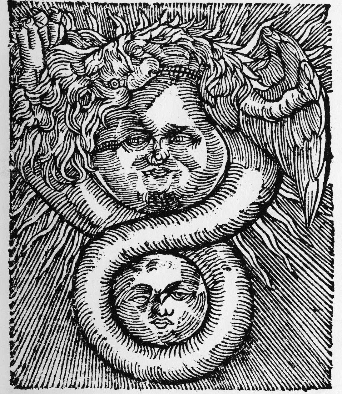 El Sol y la Luna: unidos por el Dragón - Grabado de la obra de Basil Valentine 
