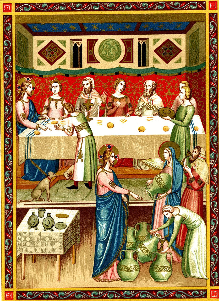 Las bodas de Caná, miniatura de un manuscrito del siglo XIV de Unknown artist
