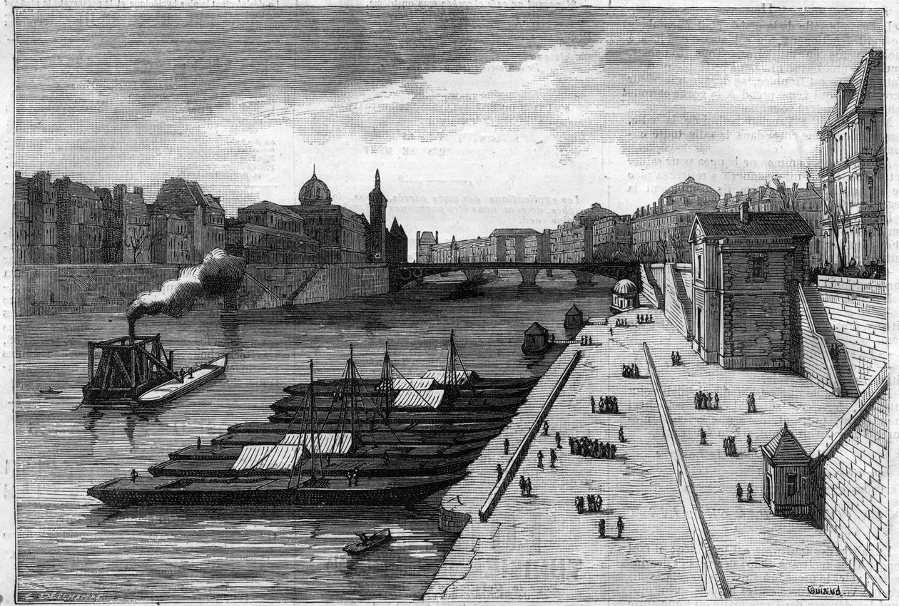 El paseo de las manzanas en el Quai del Ayuntamiento en París en 1883 de Unknown artist