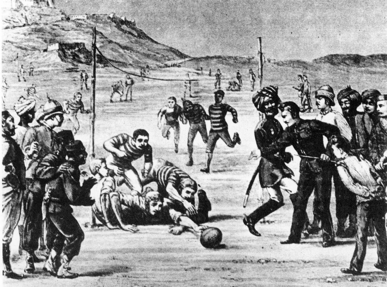 El ejército de la India jugando al fútbol de Unknown artist