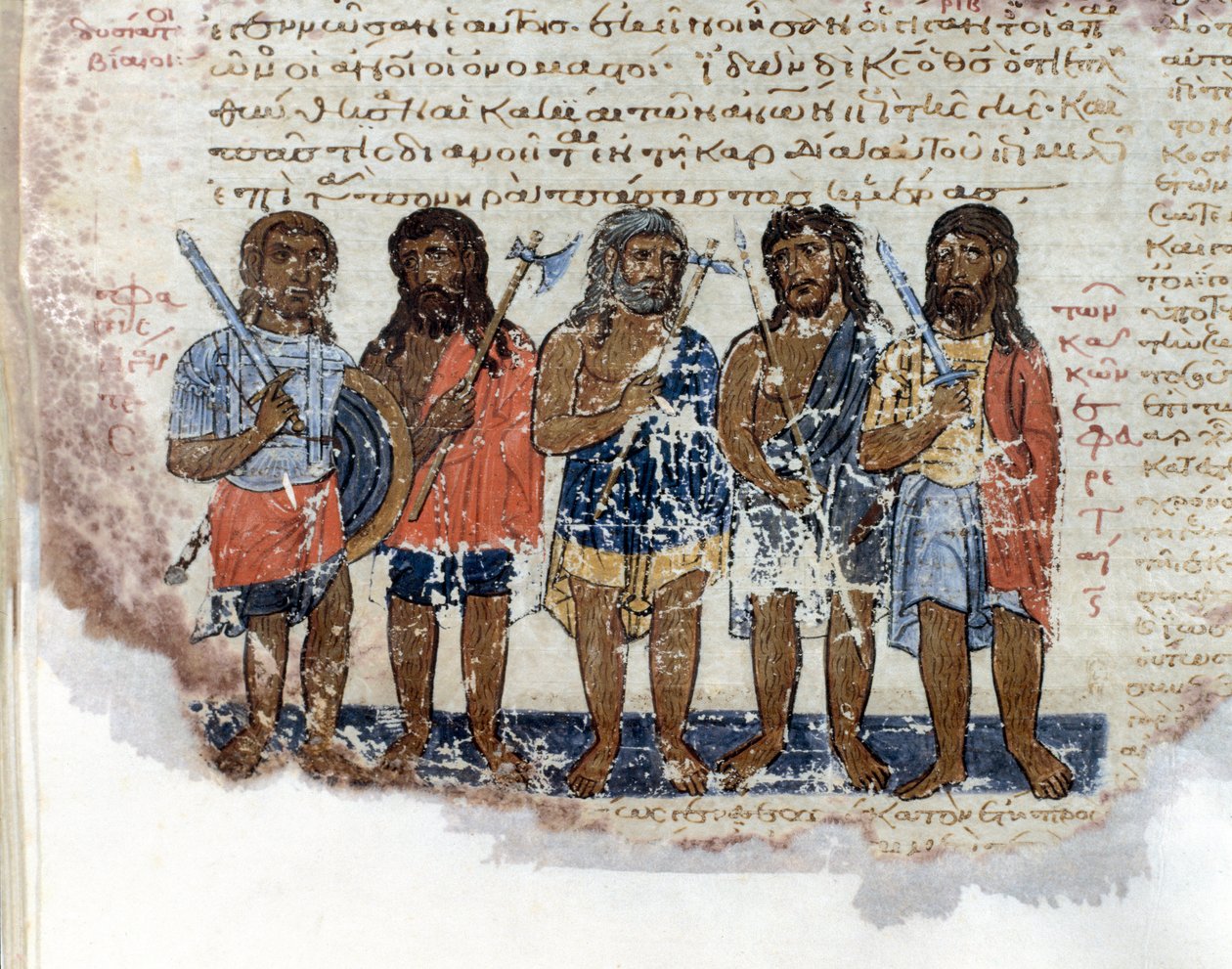 El ejército de los gigantes (Rephaim o Nephilim) derrotado por el ejército del Rey David. Miniatura tomada del “Códice del Octateuco del Serallo” (ms.8 o Seraglio Octateuch) siglo XII. Biblioteca del Museo Topkapi Sarayi, Estambul de Unknown artist