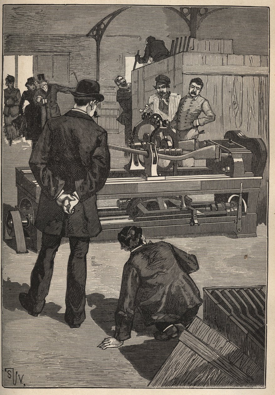El arte del tour: la Torre Blanchard. Grabado de 1885 en "Les arts et metiers illustres" por Adolphe BITARD de Unknown artist