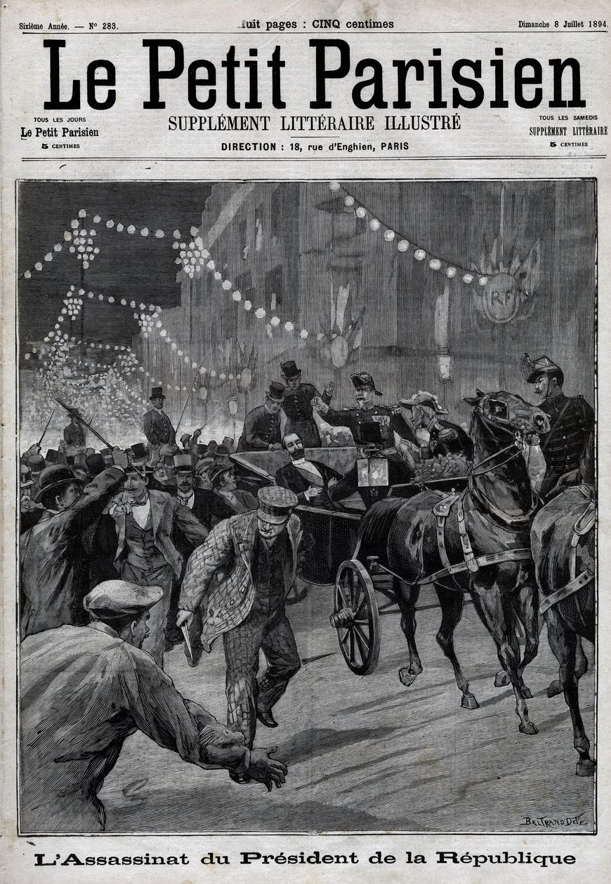El asesinato del Presidente de la República Sadi Carnot (1837-1894) por el anarquista italiano Sante Caserio el 24 de junio de Unknown artist