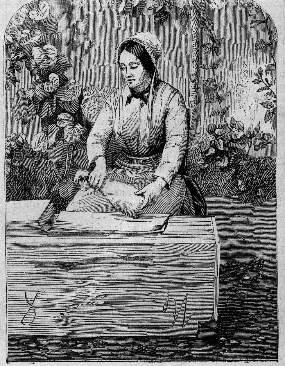 El embotellado del vino de Champagne. Grabado de 1864 de Unknown artist