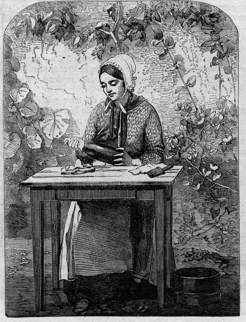 El embotellado del vino de champán. Grabado de 1864. de Unknown artist