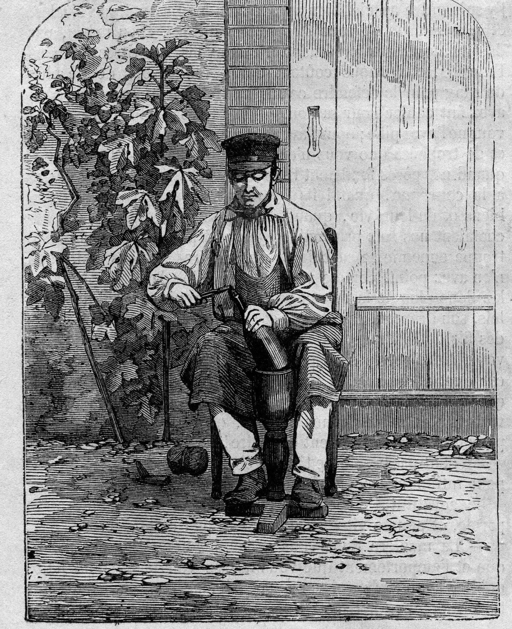 El embotellado del vino de Champagne. Grabado de 1864. de Unknown artist