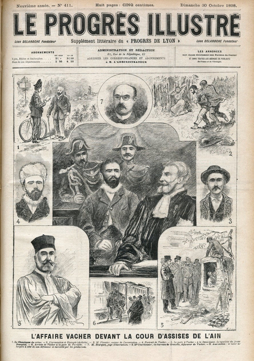 El caso Joseph Vacher “el asesino de pastores” (1869-1898) ante el Tribunal de Asís de Ain - portada de “El progresista-ilustrado” del 30 de octubre de Unknown artist