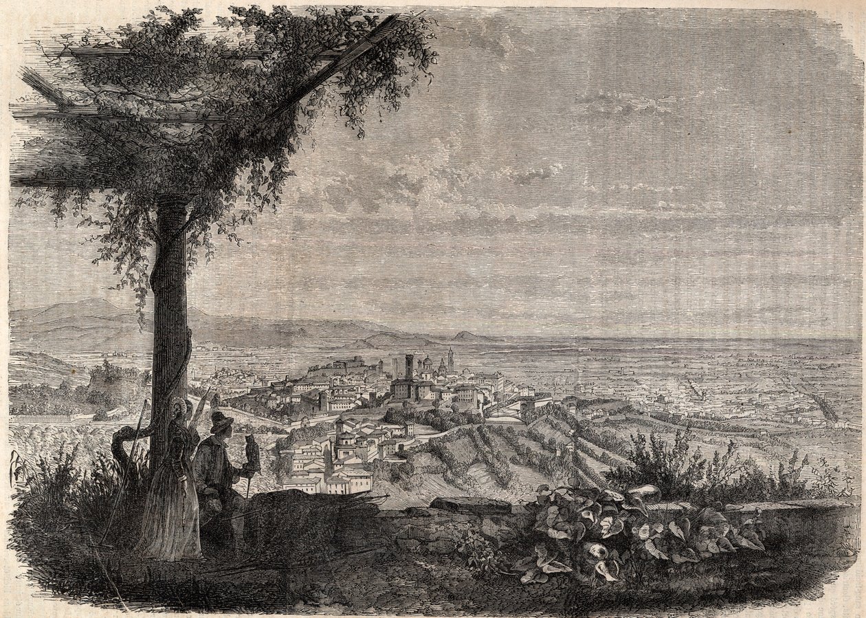 La ciudad de Bérgamo (Bérgamo) alrededor de 1858 - grabado de Unknown artist