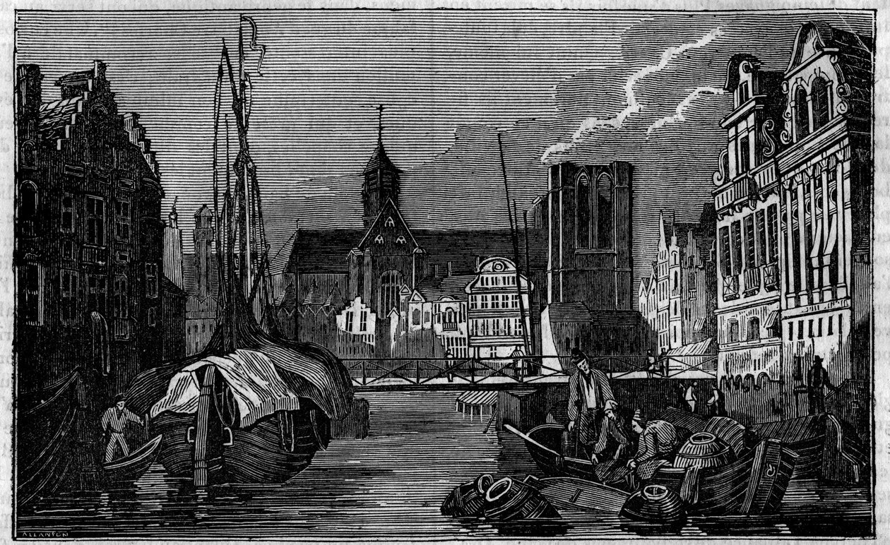 La ciudad de Gante en Bélgica en el siglo XIX de Unknown artist