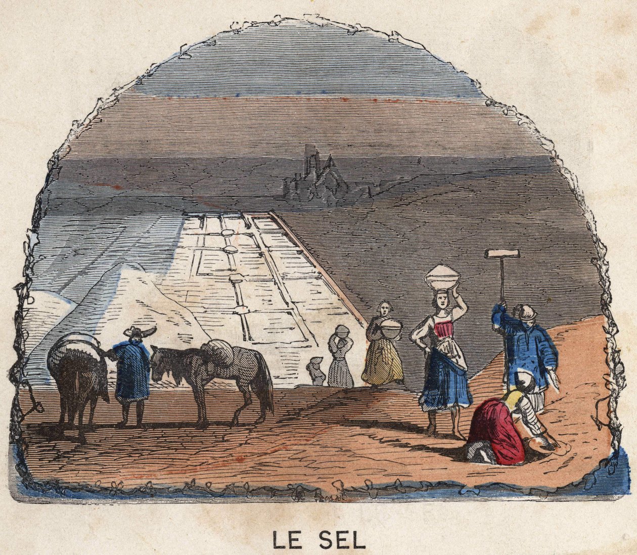 La recolección de sal. Ilustración del siglo XIX. Colección Bianchetti de Unknown artist