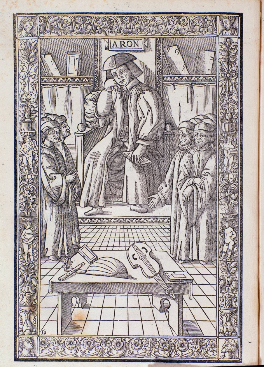 El compositor y teórico musical Pietro Aaron entre sus estudiantes de Unknown artist