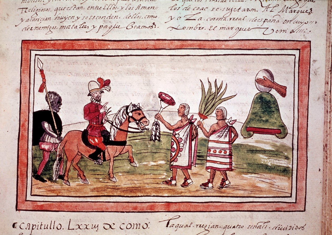 La conquista de México por el conquistador español Hernán Cortés de Unknown artist
