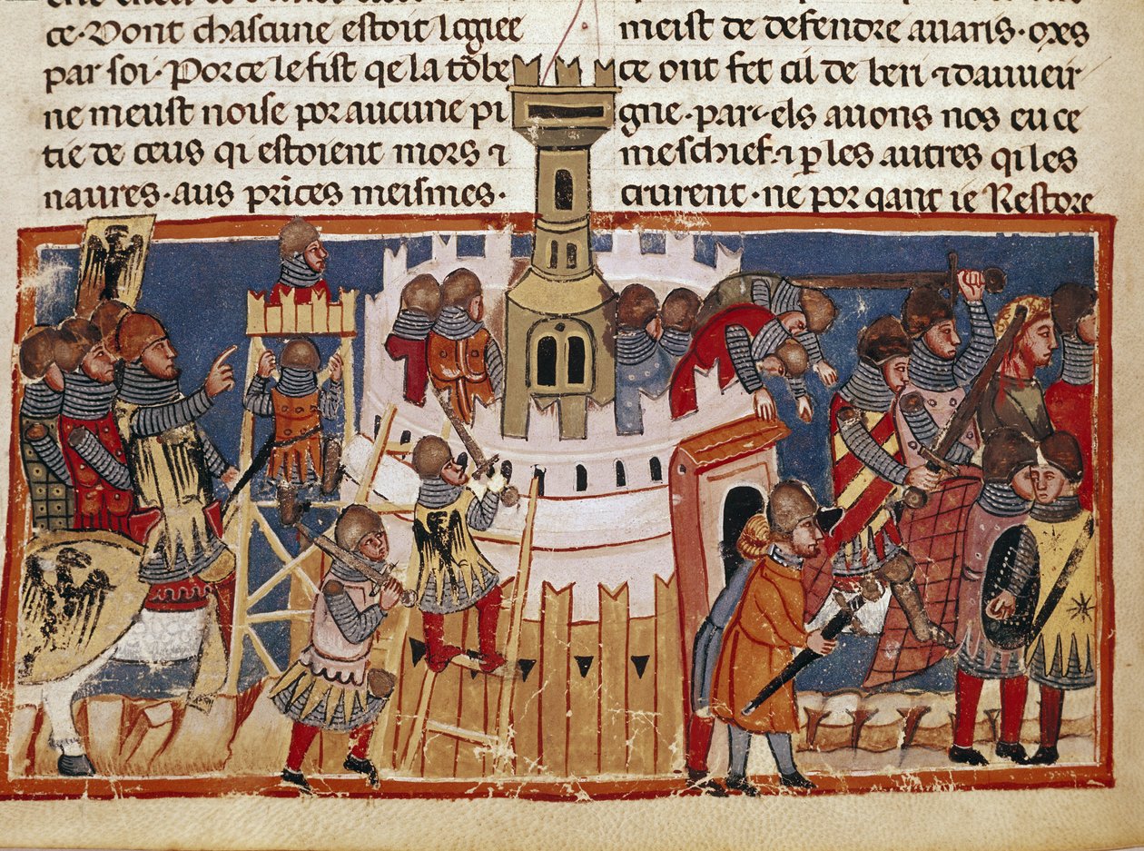 La construcción de una fortaleza (miniatura) de Unknown artist