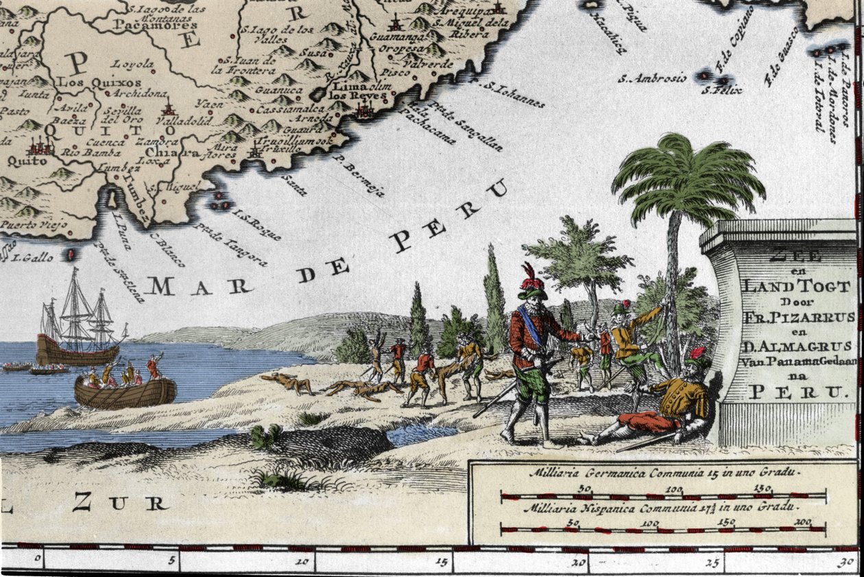 El desembarco de los conquistadores españoles Francisco Pizarro de Unknown artist