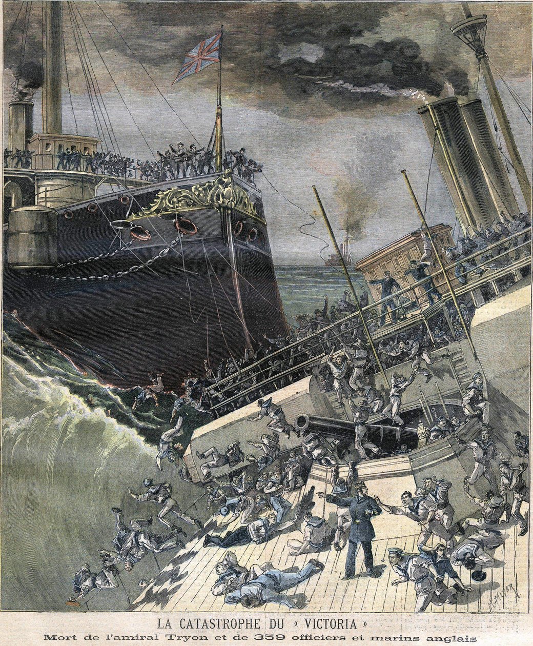 El desastre del acorazado Victoria en 1893. Muerte del almirante Tryon y 359 oficiales y marineros ingleses de Unknown artist