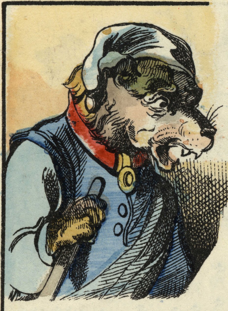 El perro Medor. Ilustración del cuento "Bon medor y la Pequeña Cabrita". En "Cuentos del hogar para los pequeños". Grabado anónimo del siglo XIX de Unknown artist