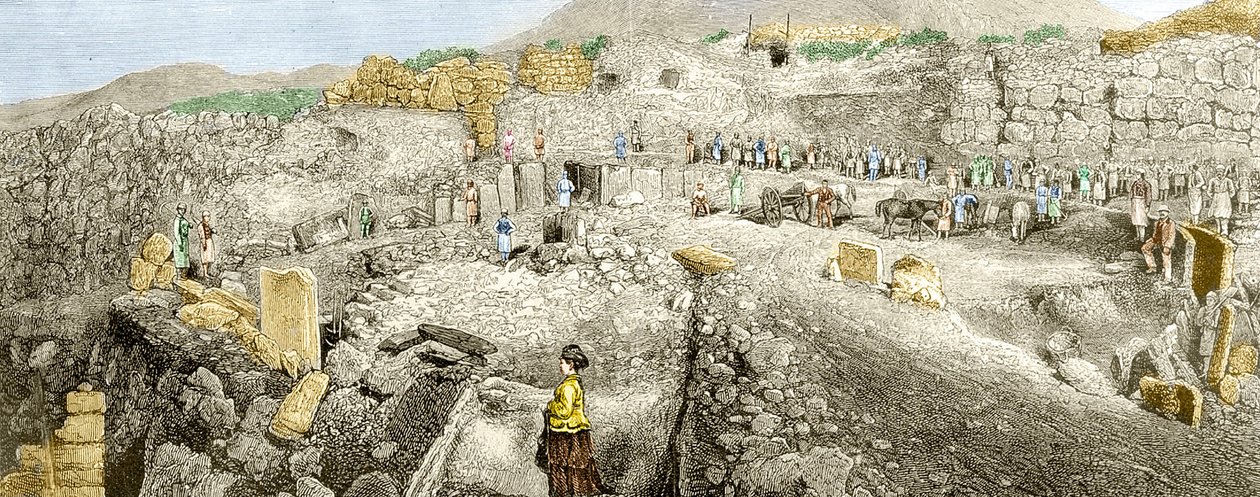 Las excavaciones en Micenas dirigidas por Heinrich Schliemann. Siglo XIX de Unknown artist