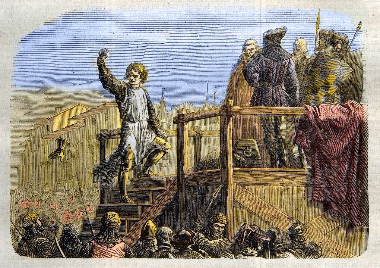 La ejecución de Conradino (o Conrado de Hohenstaufen), rey de Sicilia y duque de Suabia (1252-1268) por orden de Carlos de Anjou después de la batalla de Tagliacozzo en 1268 de Unknown artist
