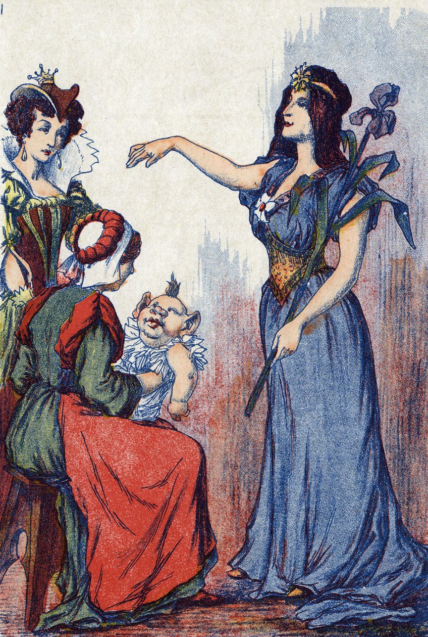El hada predice que Riquet tendrá mucha inteligencia. Ilustración de “Riquet à la houppe”, cuento de Charles Perrault (1628-1703), escritor francés. Ilustración anónima. Imágenes Marcel Vagne, Jarville Nancy, sin fecha (finales del siglo XIX). de Unknown artist