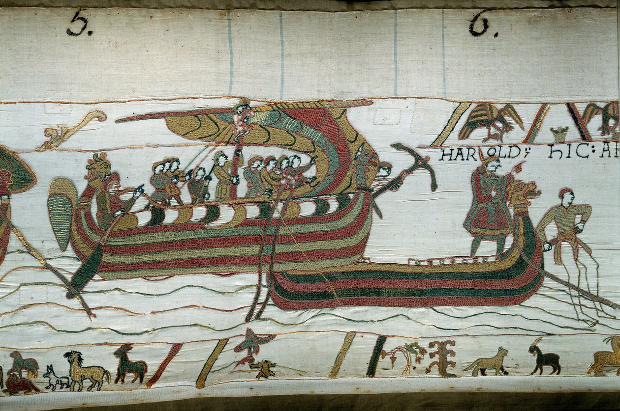 La flota de Harold informando al Duque de Normandía Guillermo el Conquistador sobre su sucesión al trono de Inglaterra de Unknown artist