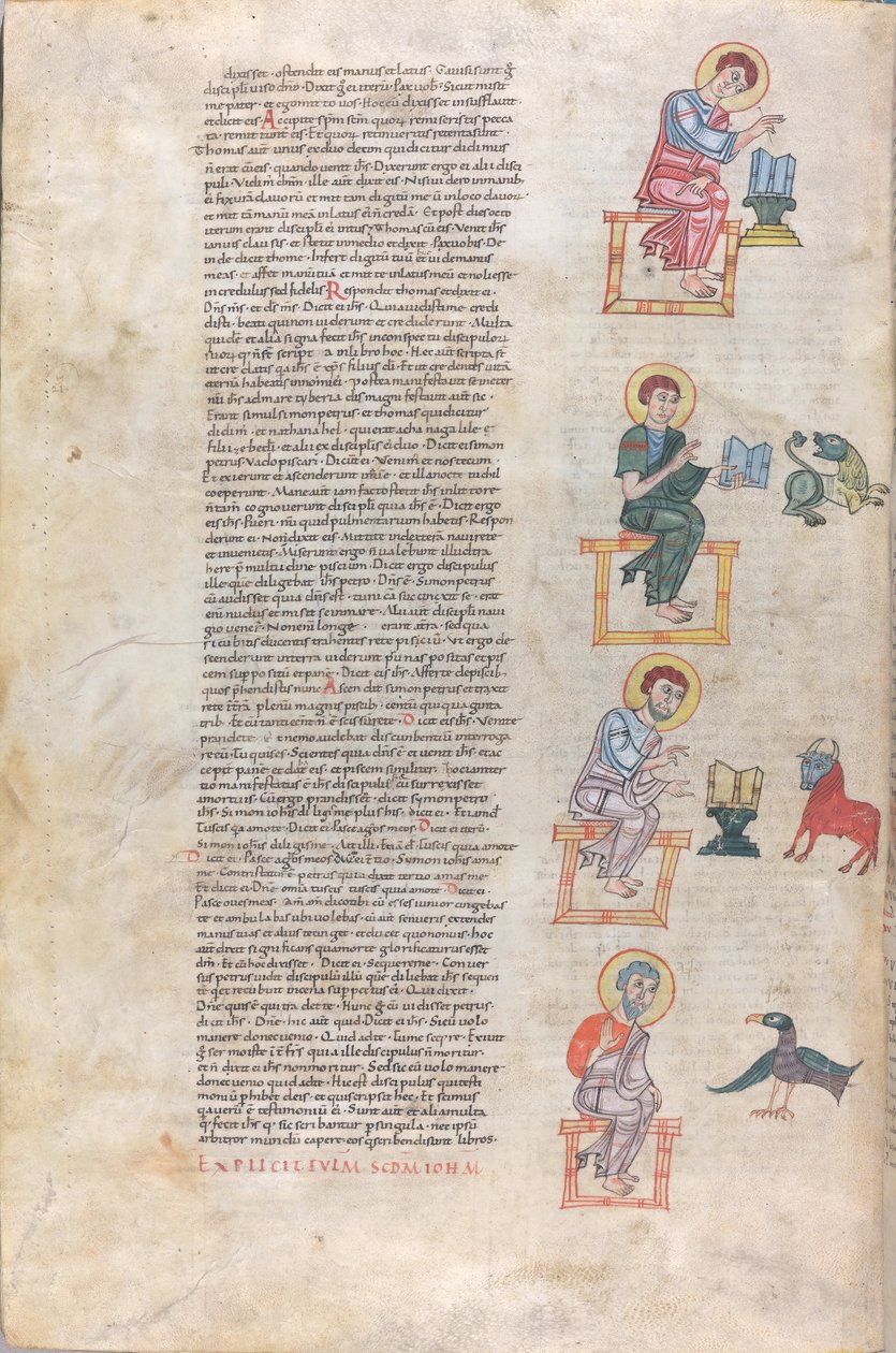 Los cuatro evangelistas con sus símbolos: Mateo, Lucas, Marcos, Juan de Unknown artist