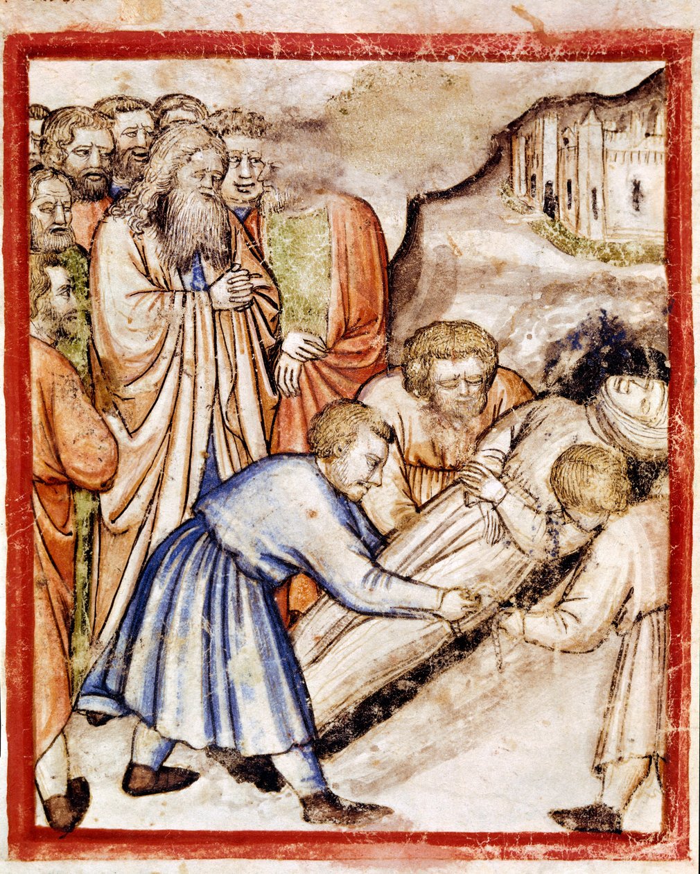 El funeral de Sara. Miniatura del códice 212 (o códice padovano o Biblia de Padua) 1390-1400. Rovigo, Accademia dei Concordi de Unknown artist