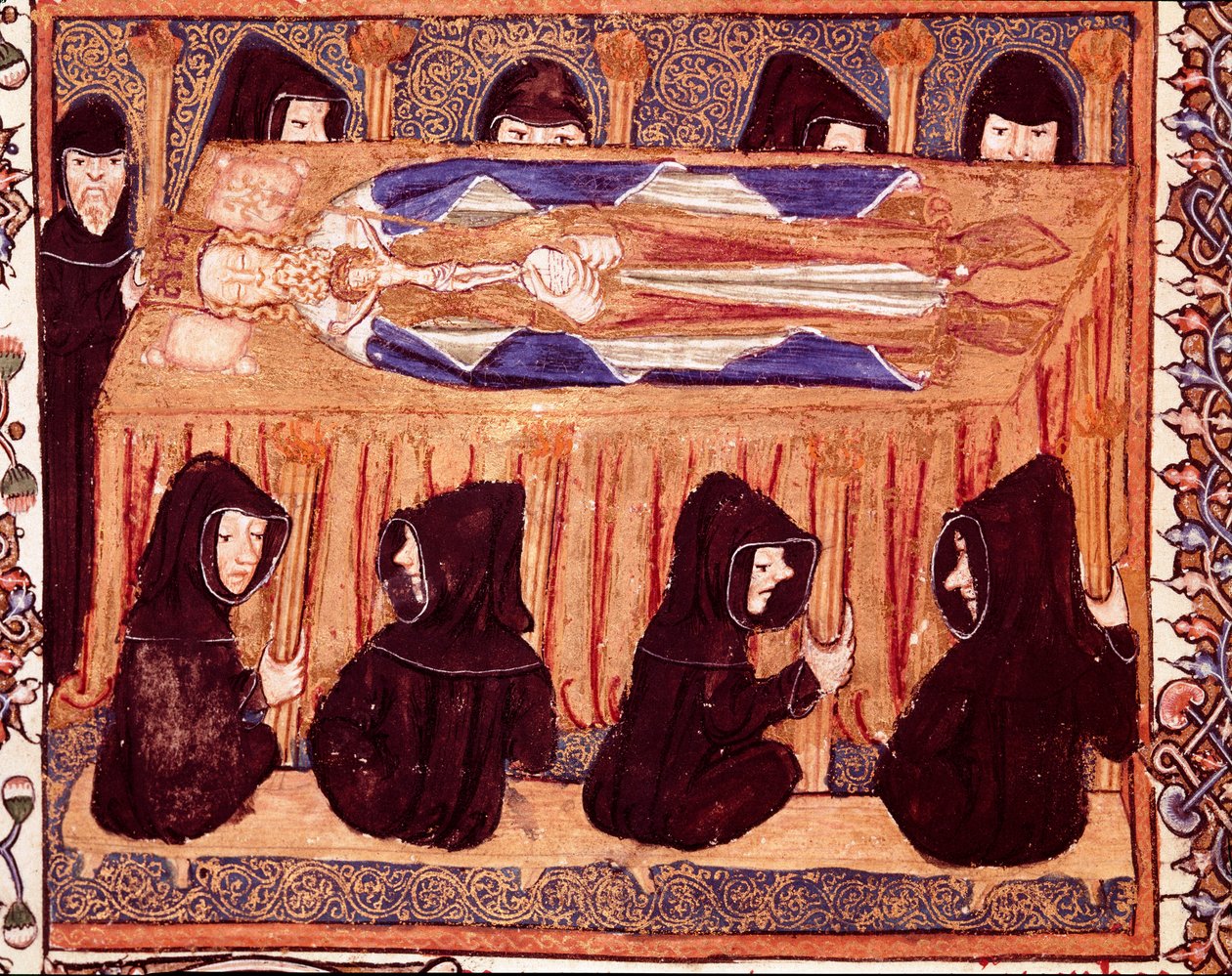 El funeral de un rey en miniatura del manuscrito 