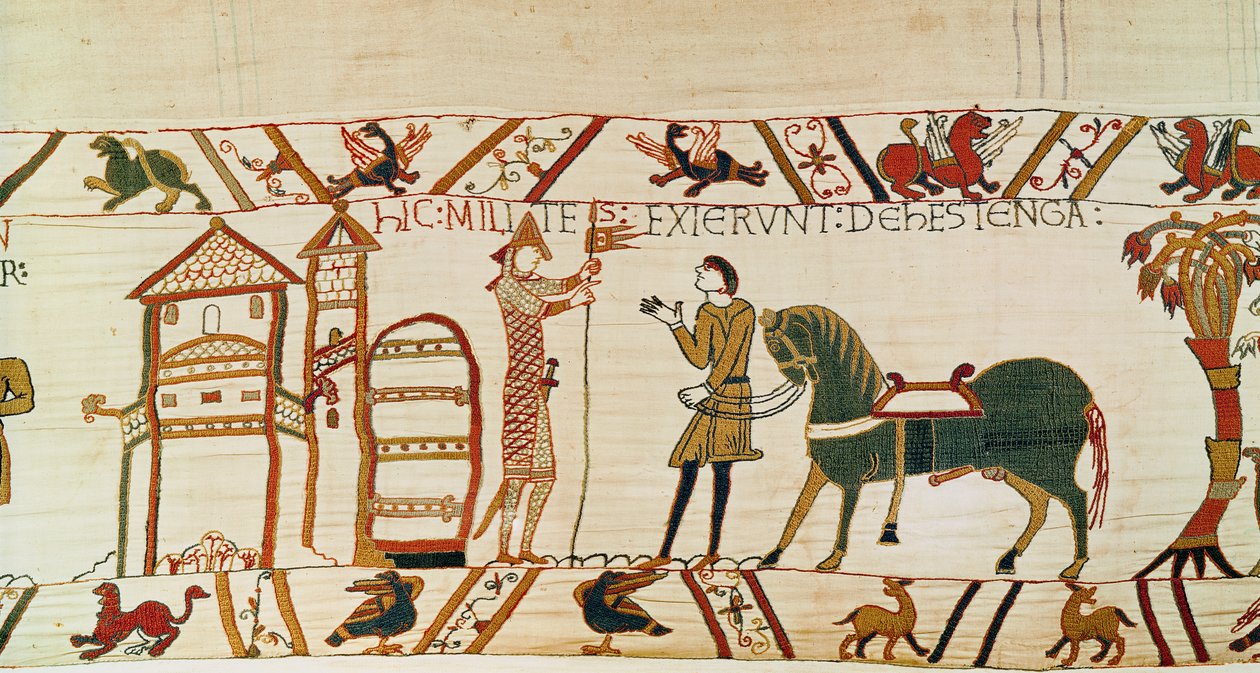 La puerta de Hastings se abre para que los normandos marchen contra Harold, Tapiz de Bayeux de Unknown artist