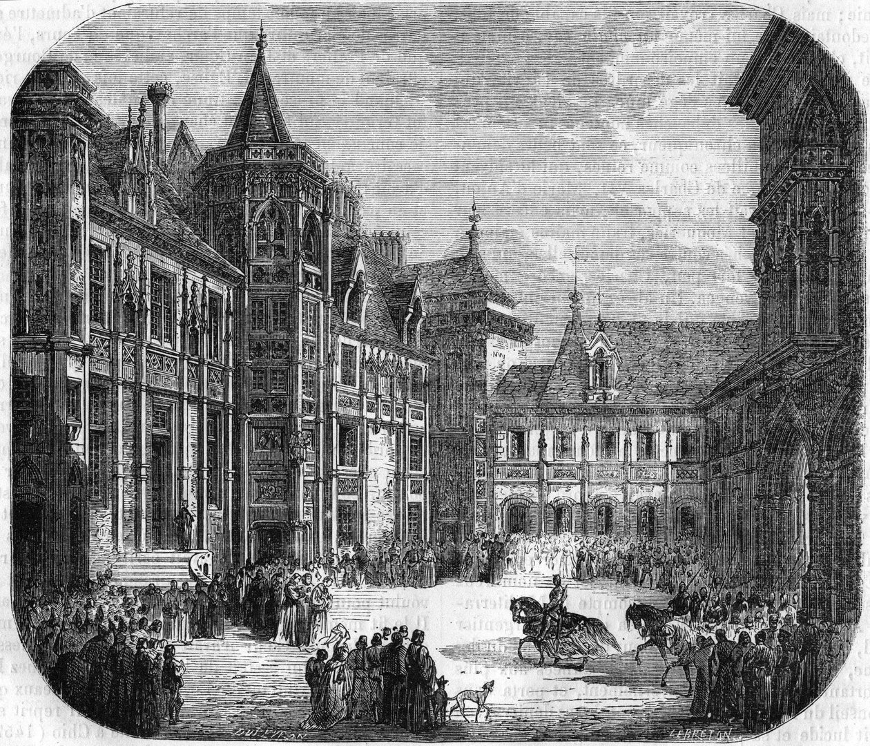 La casa de Jacques Coeur (ca. 1400-1456), el platero del Rey Carlos VII. Grabado del siglo XIX. de Unknown artist