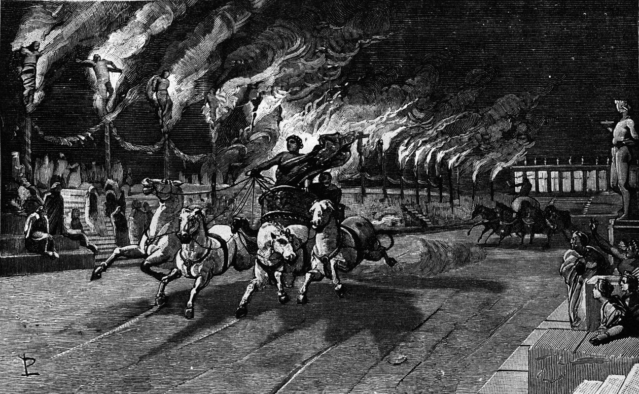La antorcha humana de Nerón (Nerone 37-68) en el circo de Unknown artist