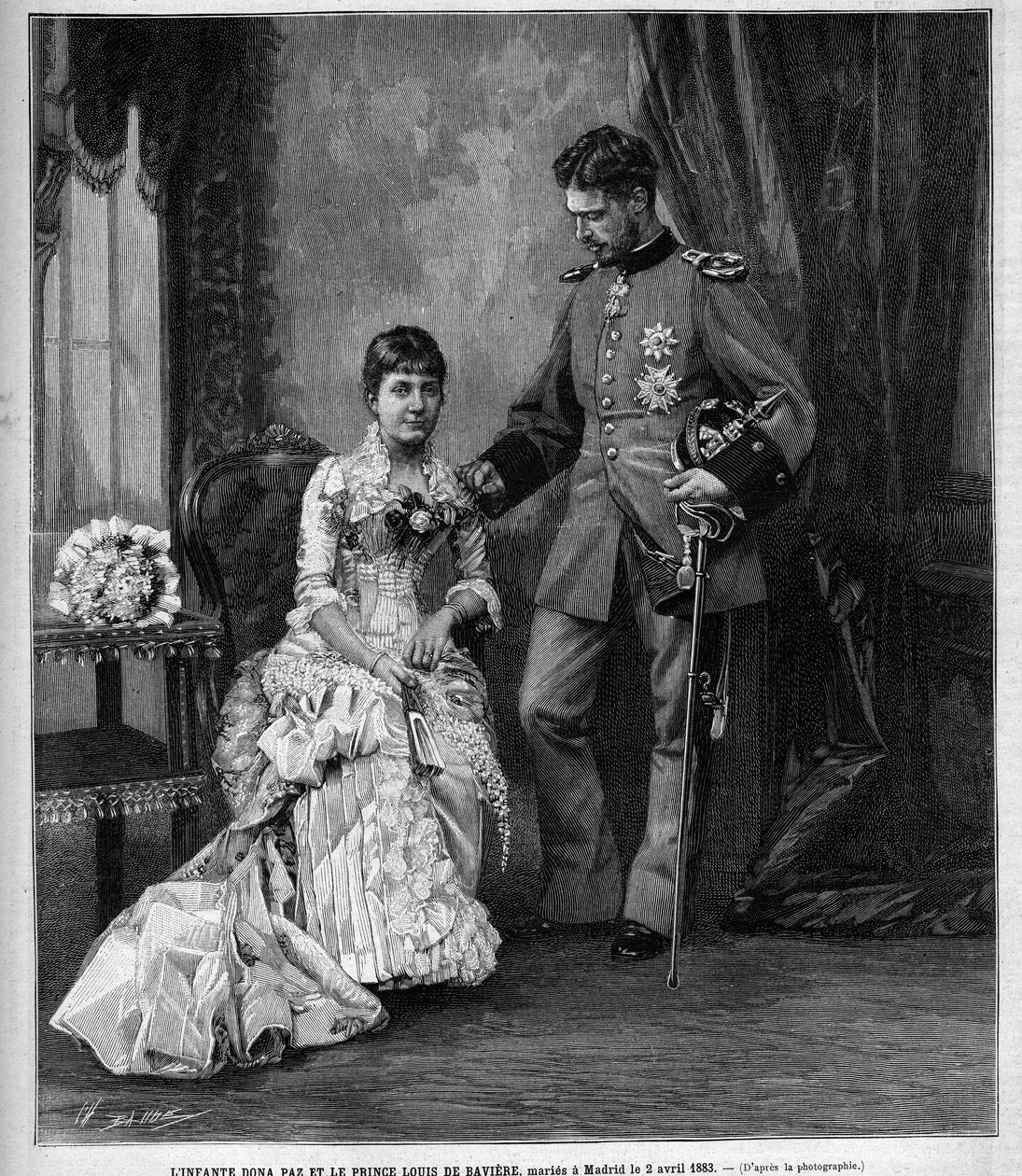 La infanta de España Doña María de la Paz (1862-1946) y el Príncipe Luis II de Baviera (Ludwig Otto Frederik Wilhelm von Wittelsbach) de Unknown artist