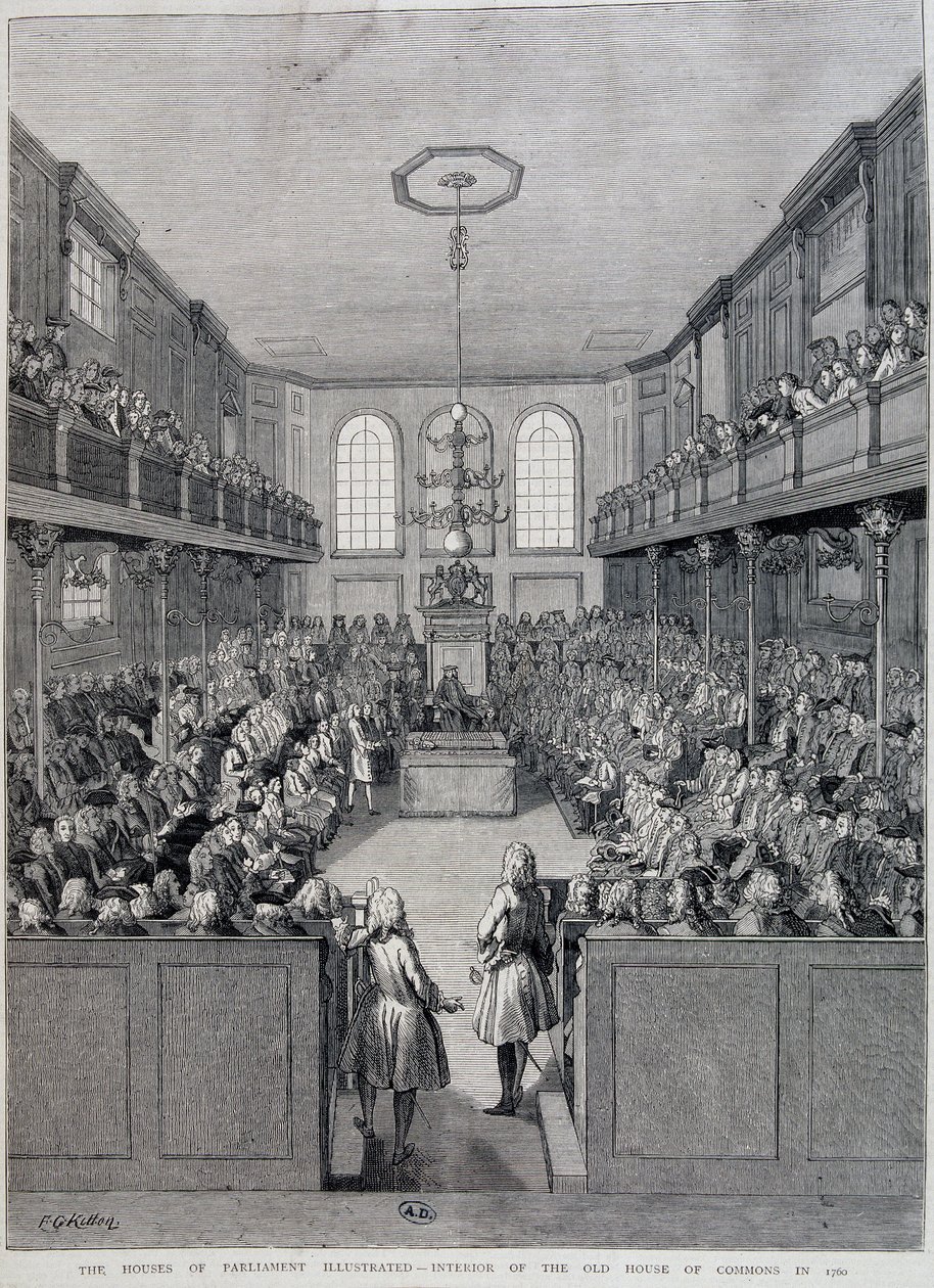 El interior de la Cámara de los Comunes de Londres en 1760 de Unknown artist