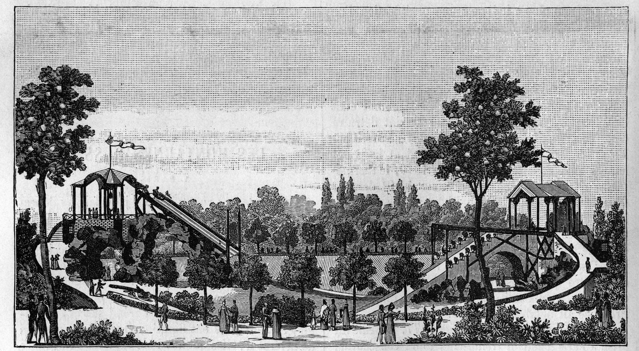 El salto del Niágara en el Jardín Ruggieri, rue Saint-Lazare en París alrededor de 1824. en 